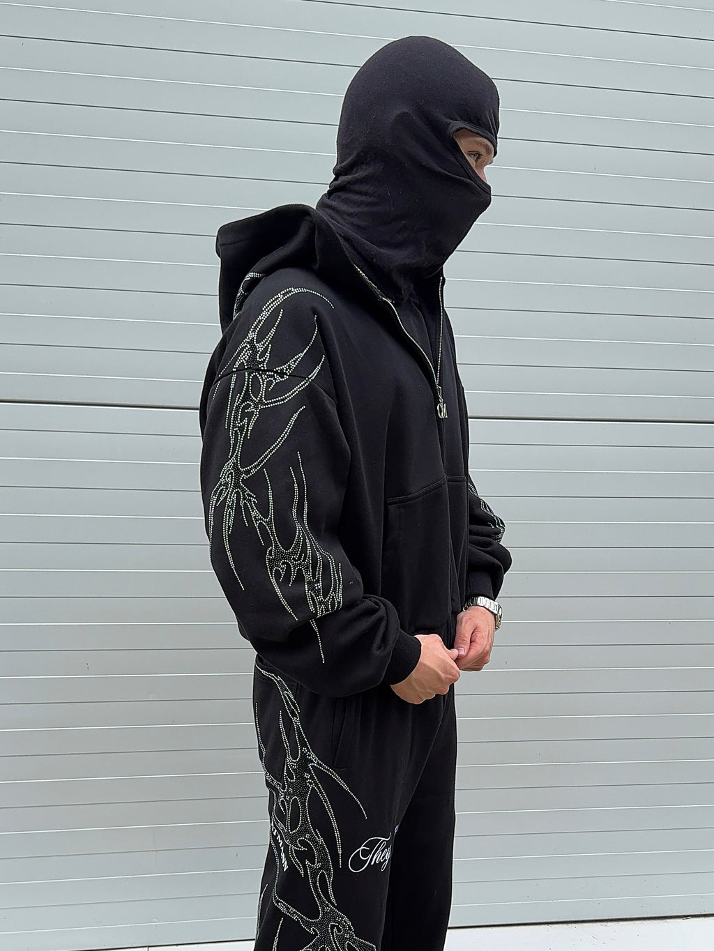 THEY NOT US RHINESTONE ZIP UP HOODIE