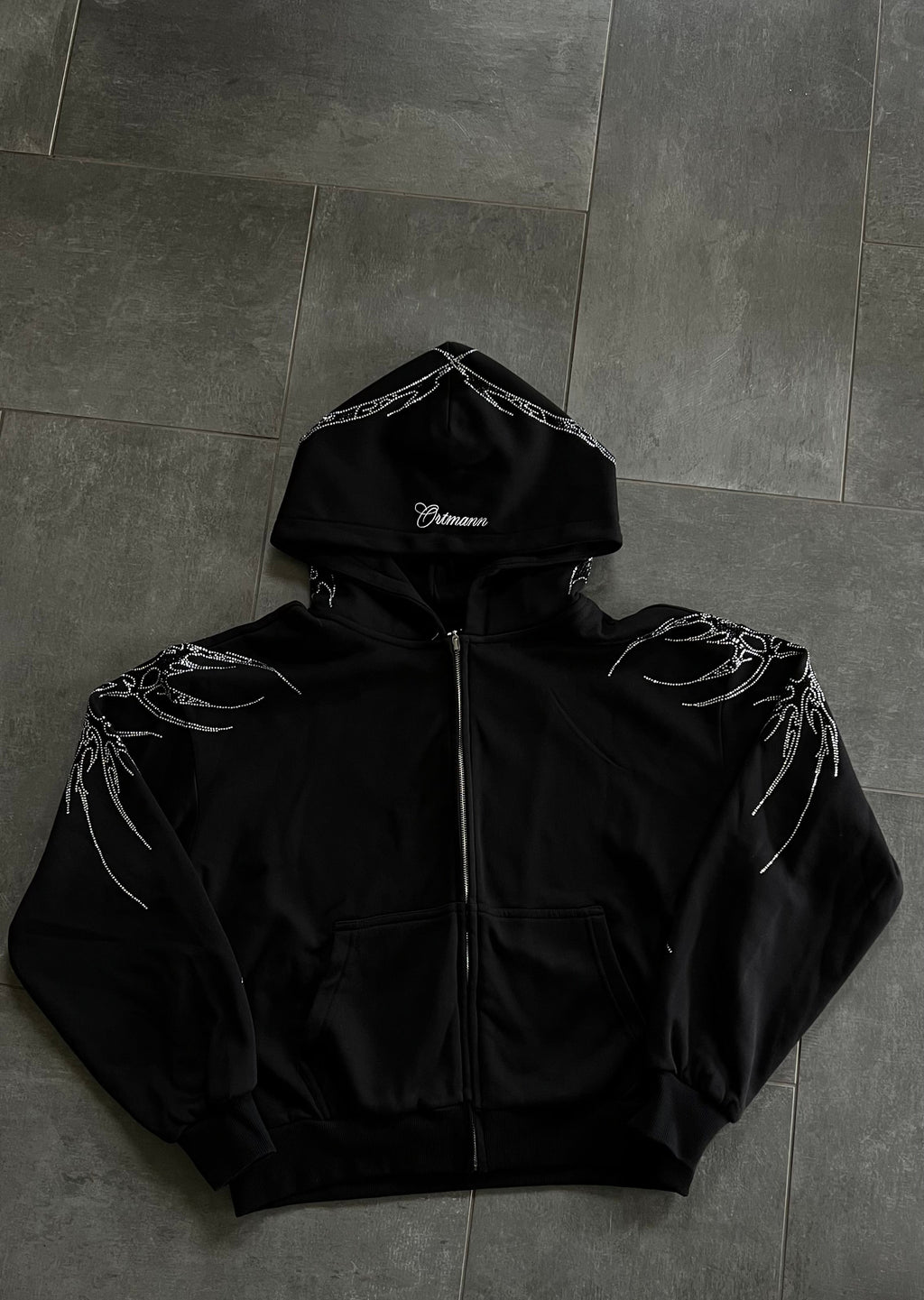 THEY NOT US RHINESTONE ZIP UP HOODIE